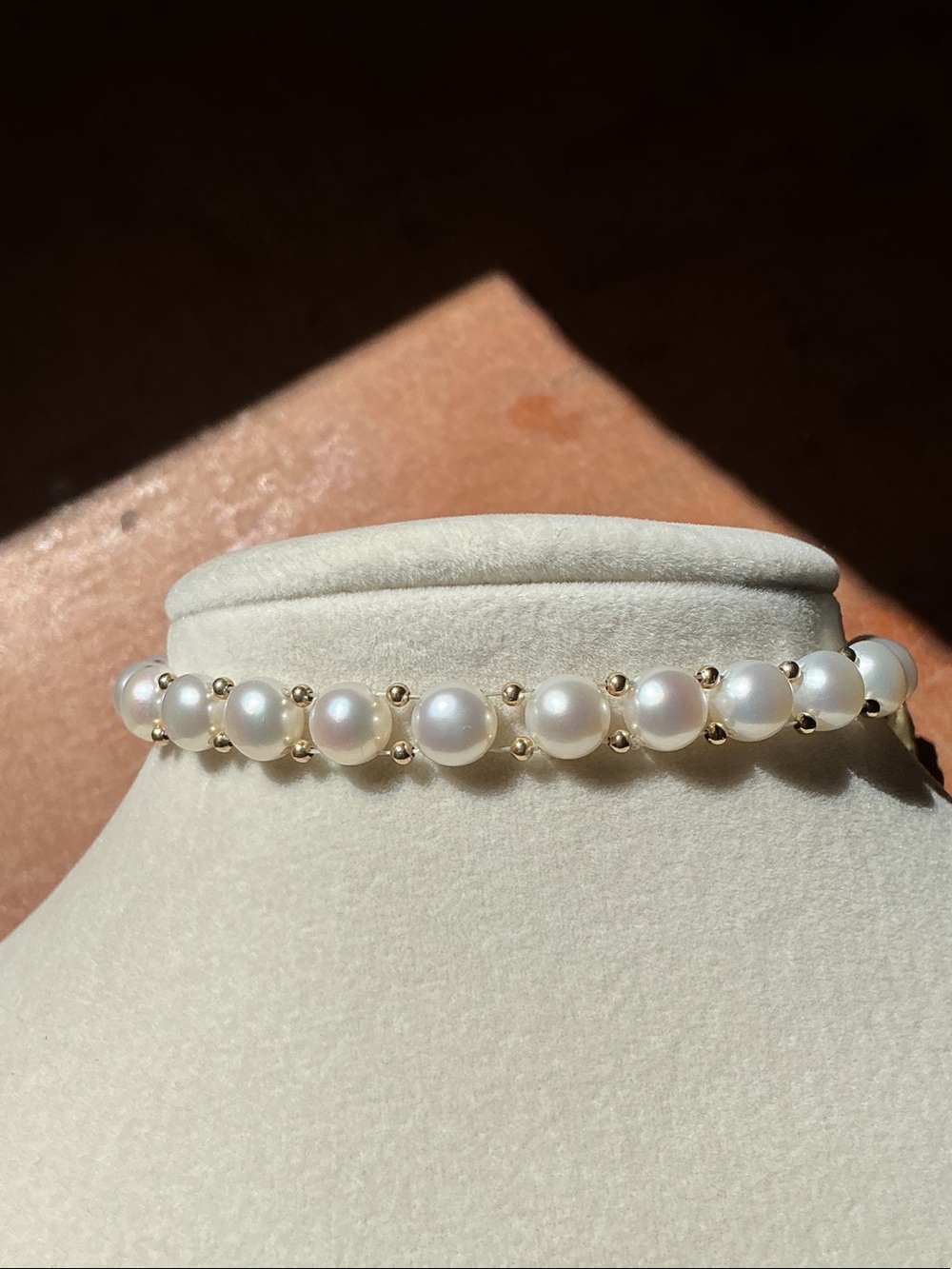 Honora Pearl and 14K Gold Spacer Stretch Bracelet - Cream & Gold